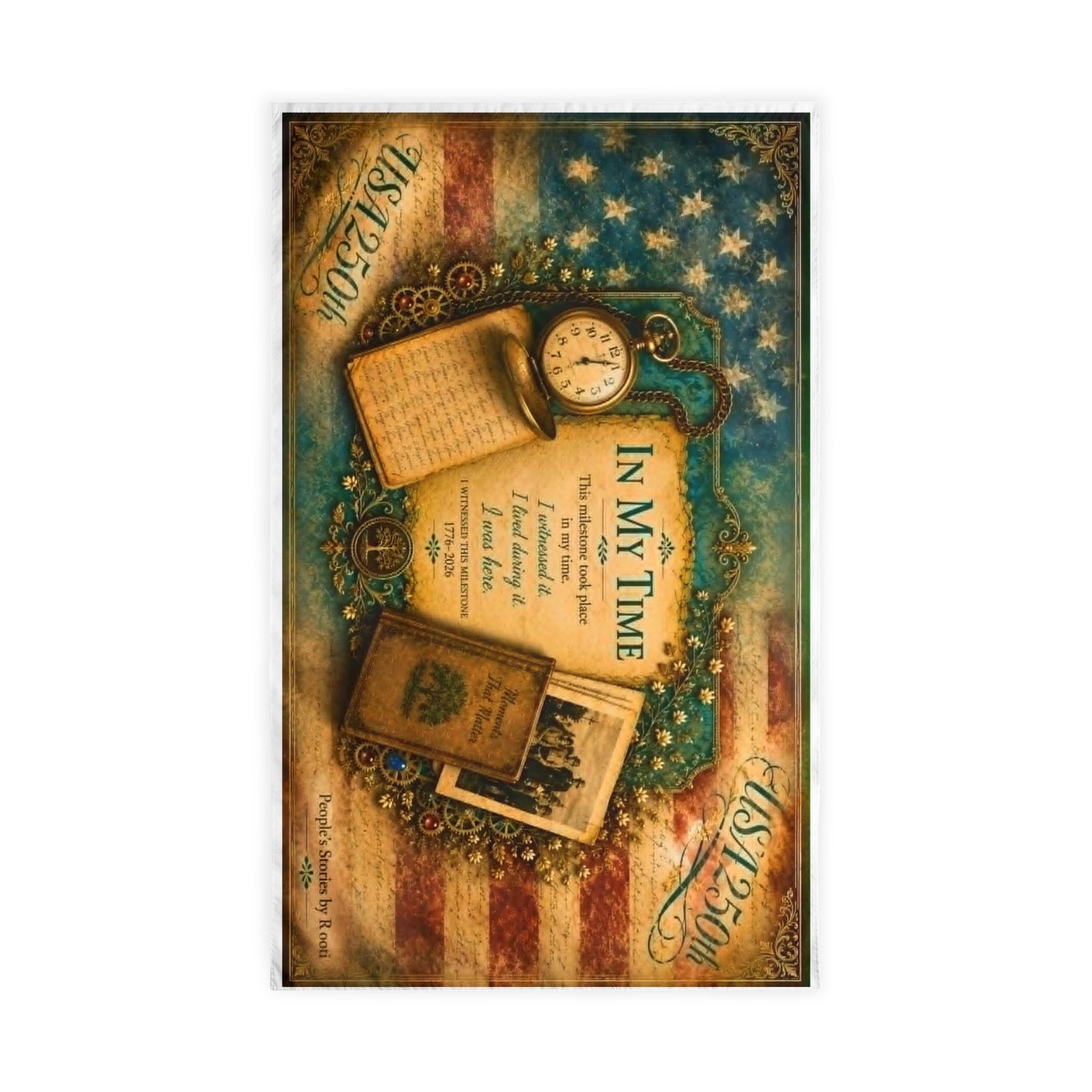 Vintage Patriotic Garden Flag – "In My Time" Reflective Americana Keepsake