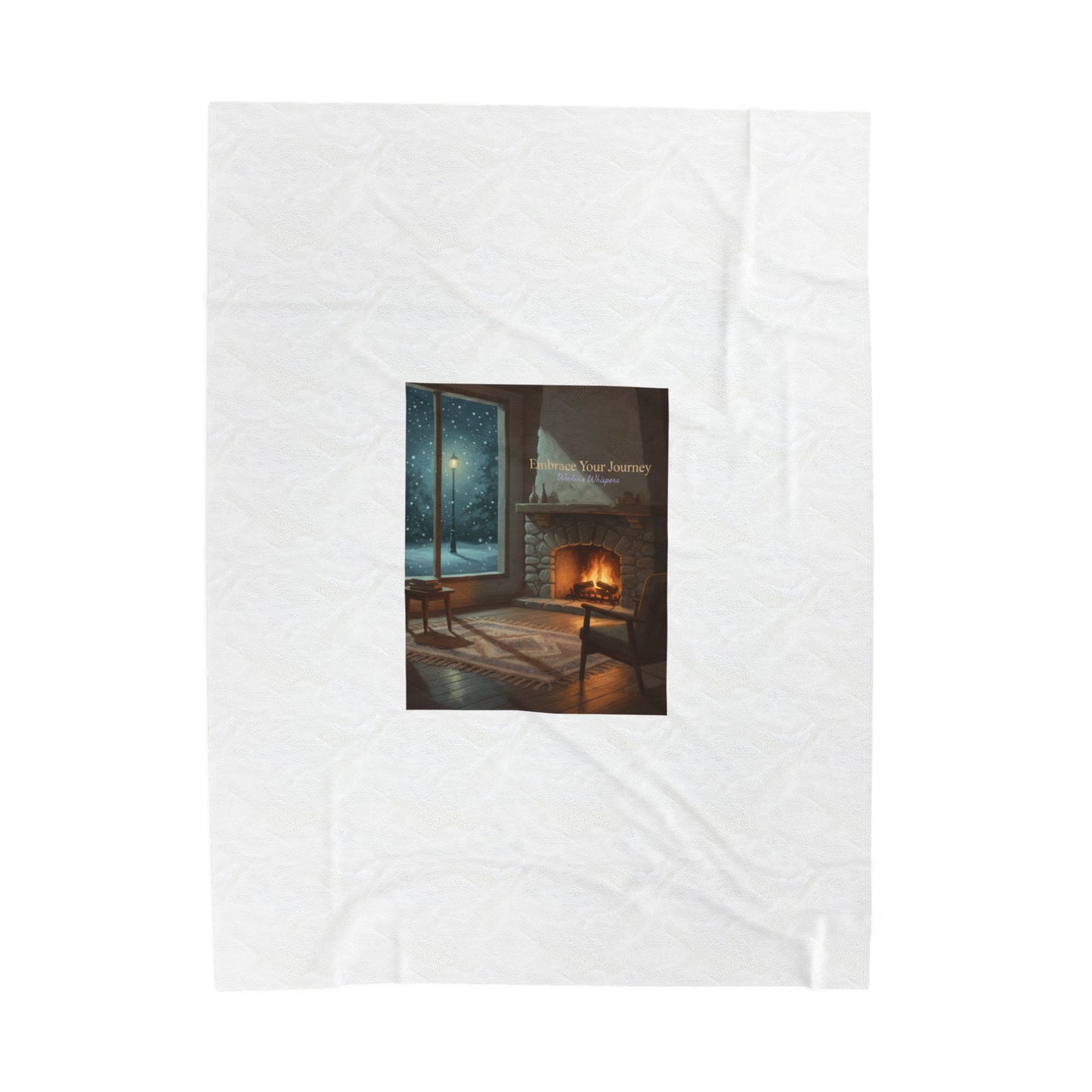 Cozy Winter Hearth, Velveteen Plush Blanket | calm motivation, quiet progress