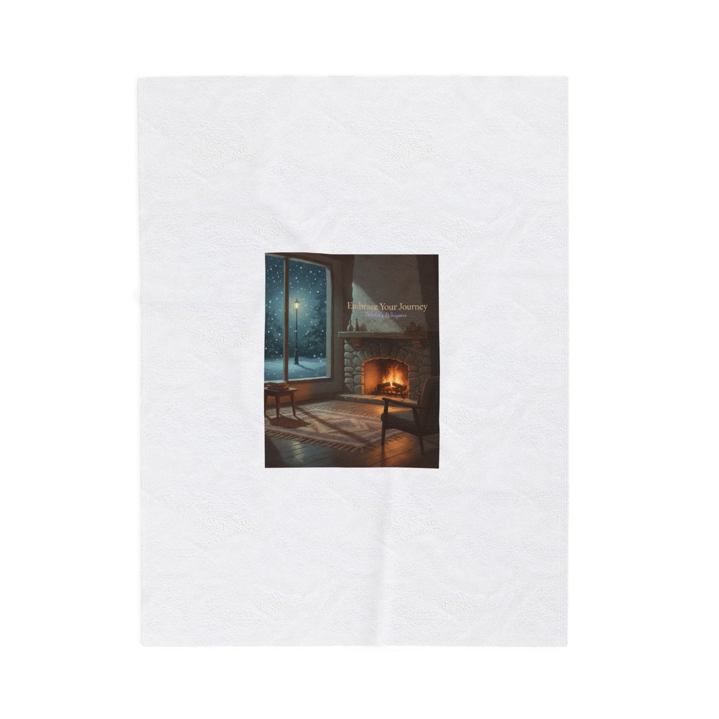 Cozy Winter Hearth, Velveteen Plush Blanket | calm motivation, quiet progress