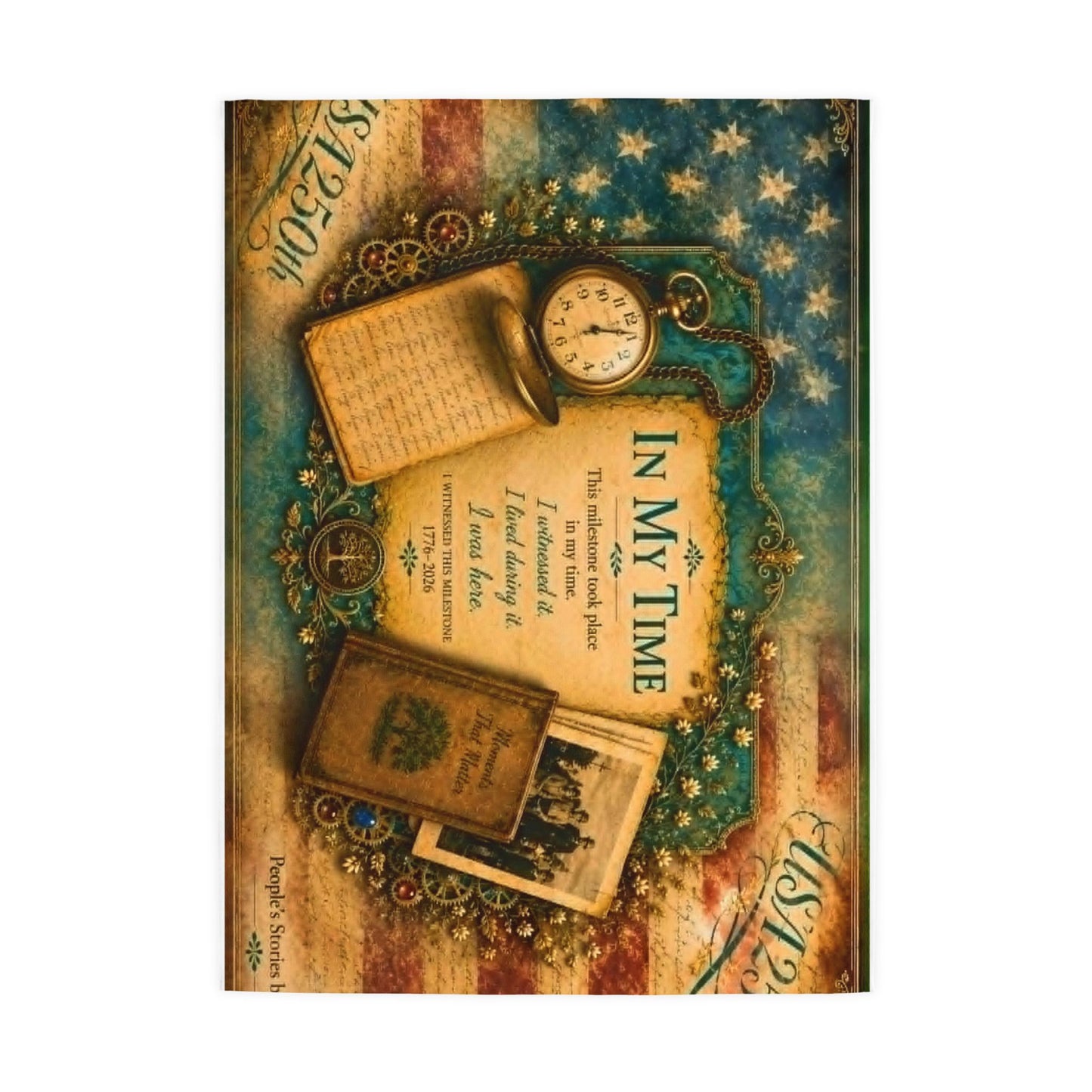Vintage Patriotic Garden Flag – "In My Time" Reflective Americana Keepsake