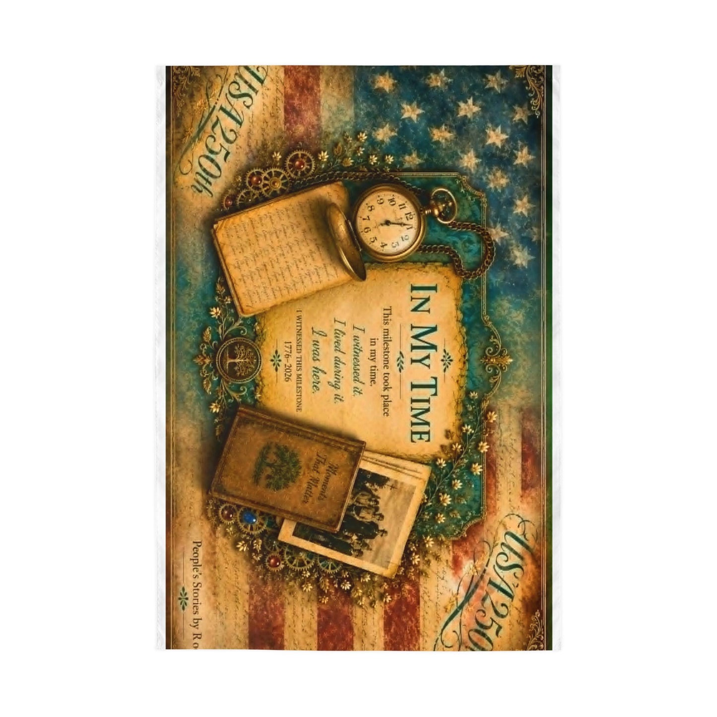 Vintage Patriotic Garden Flag – "In My Time" Reflective Americana Keepsake