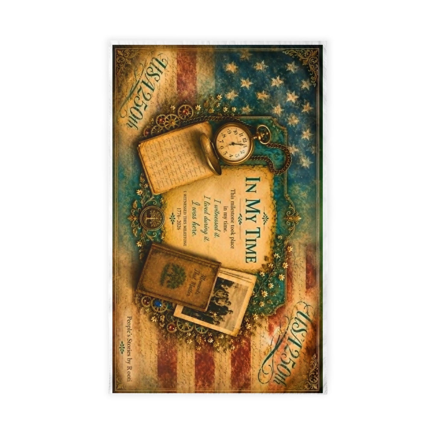 Vintage Patriotic Garden Flag – "In My Time" Reflective Americana Keepsake
