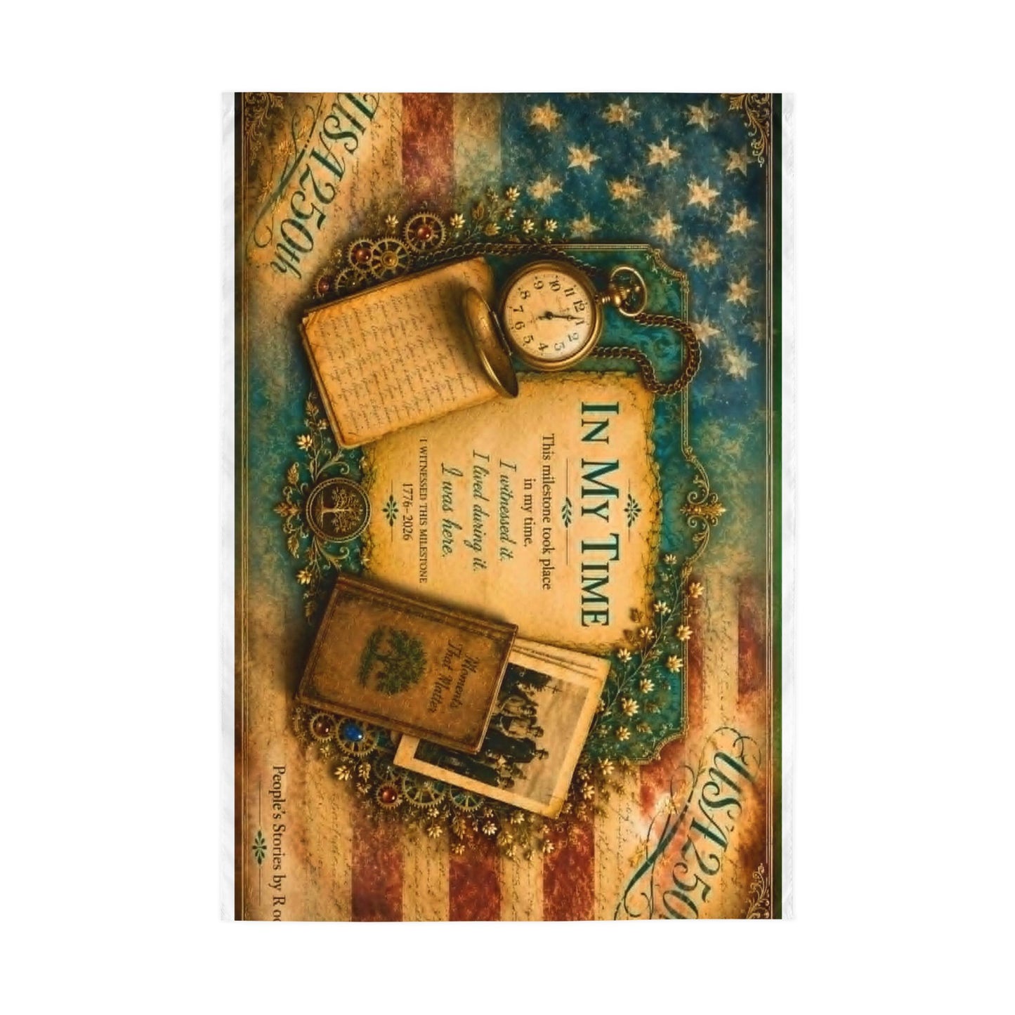 Vintage Patriotic Garden Flag – "In My Time" Reflective Americana Keepsake