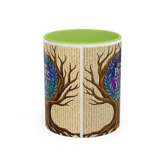 Peace Tree Coffee Mug — "When Peace Truly Becomes Y.O.U." Inspirational Accent Mug