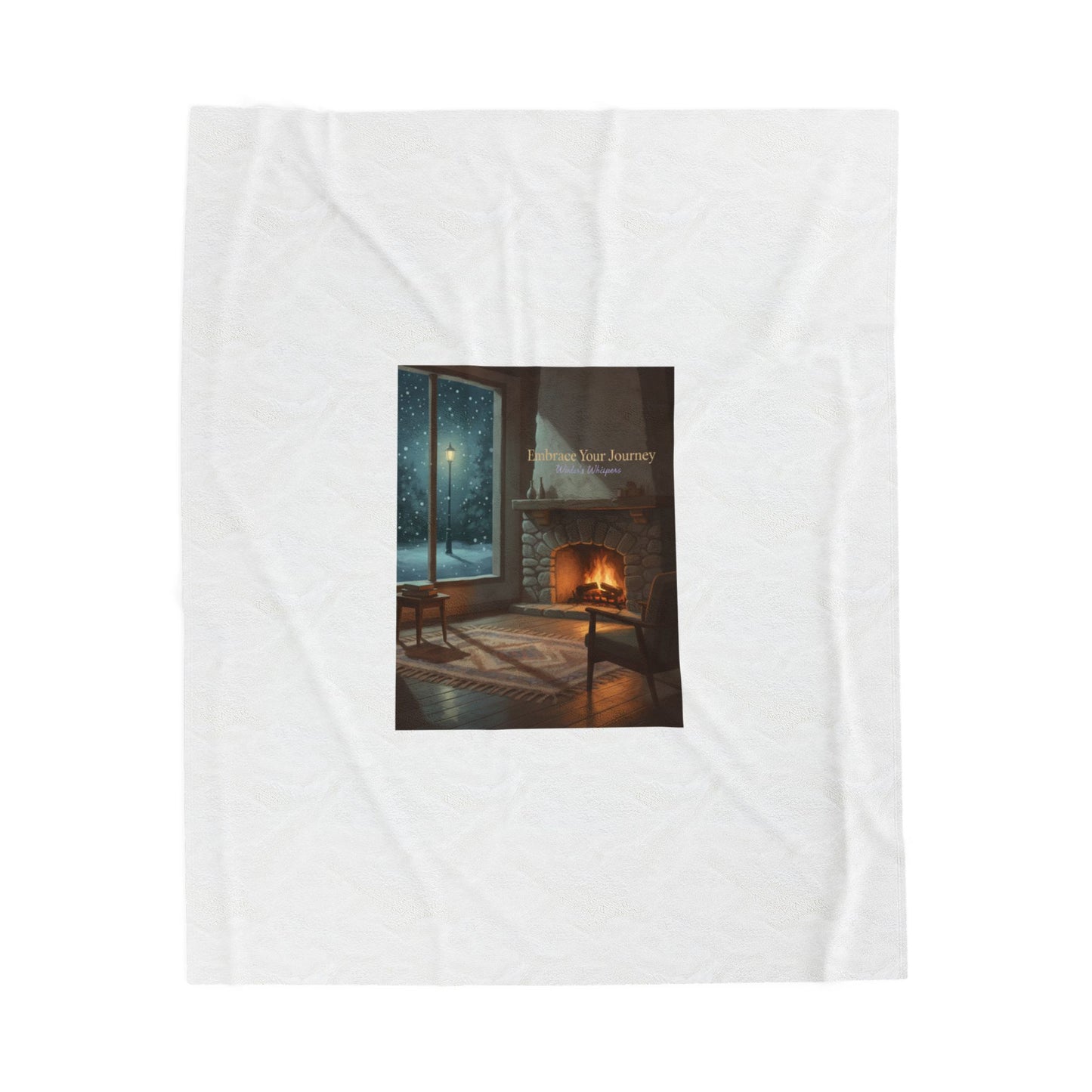 Cozy Winter Hearth, Velveteen Plush Blanket | calm motivation, quiet progress