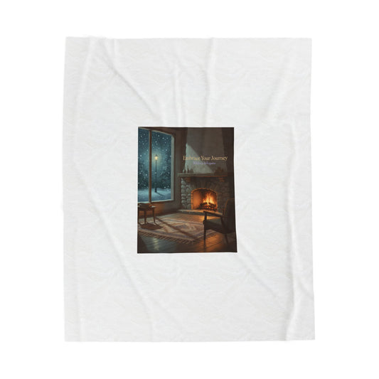 Cozy Winter Hearth, Velveteen Plush Blanket | calm motivation, quiet progress