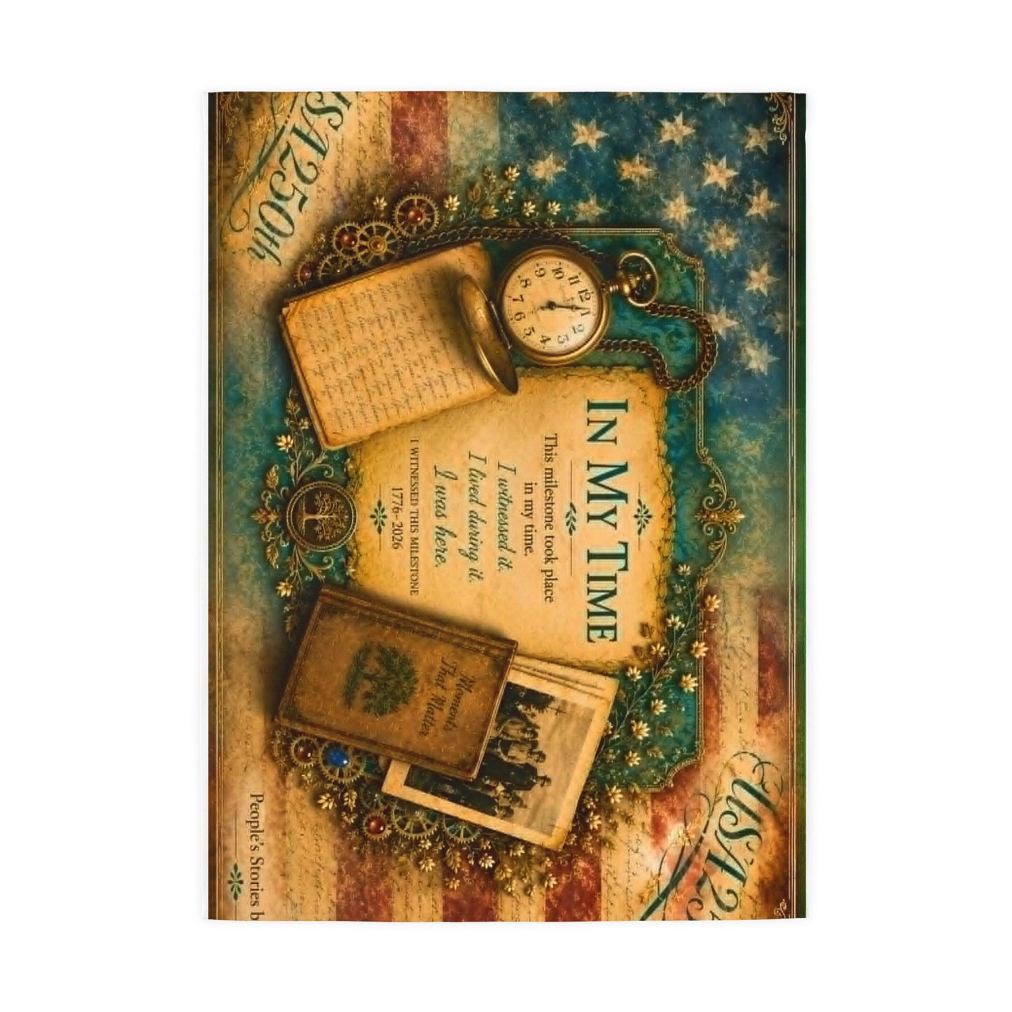 Vintage Patriotic Garden Flag – "In My Time" Reflective Americana Keepsake